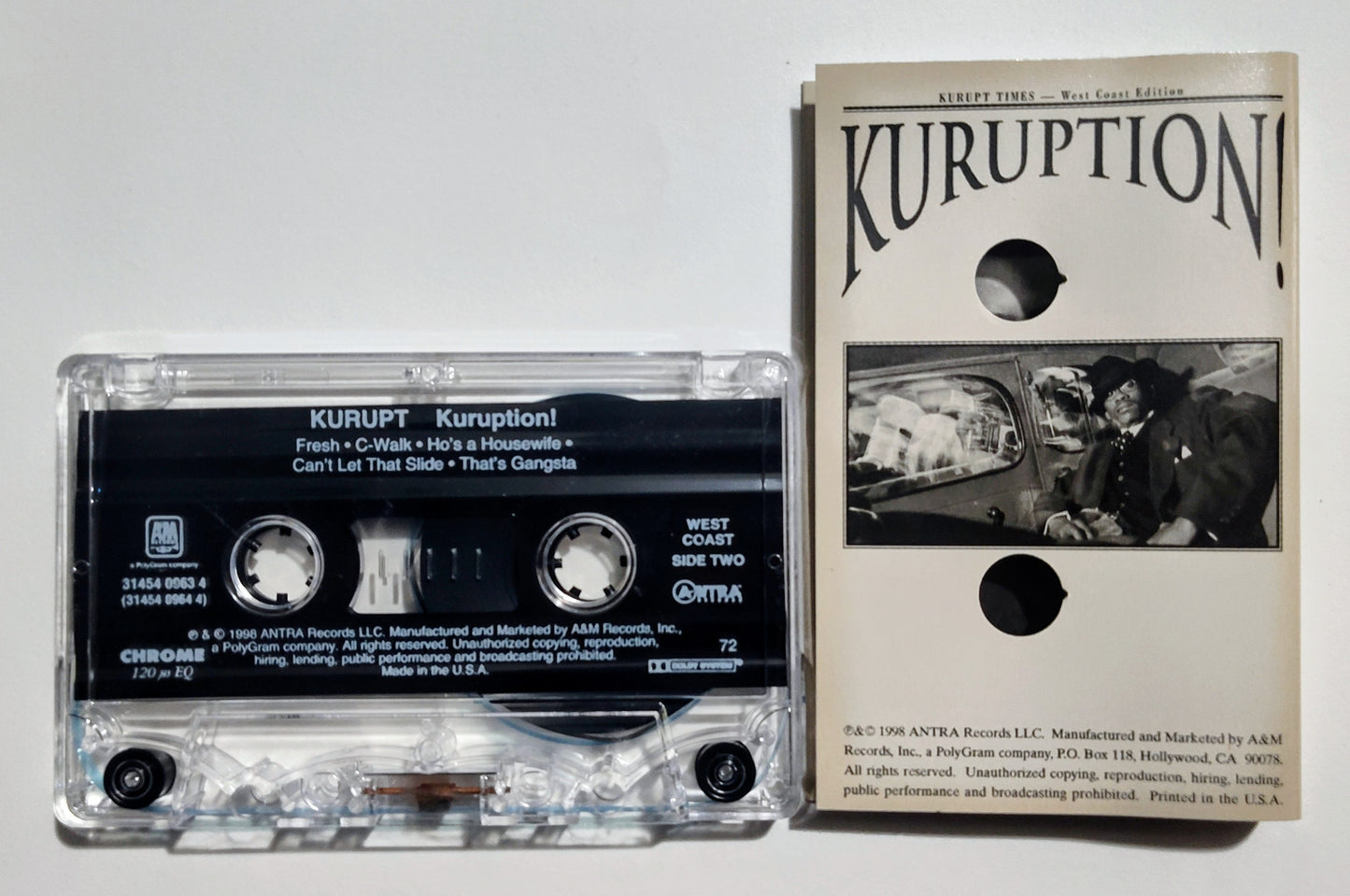 Kurupt - "Kuruption: West Coast" - CASSETTE TAPE (West Coast Cassette Only; Chrome; DOLBY) VG+/VG+