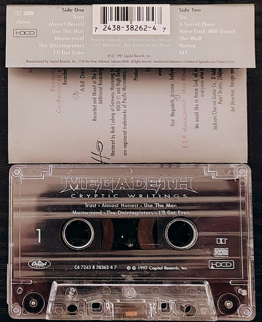 Megadeth - “Cryptic Writings” - CASSETTE TAPE VG+/VG+