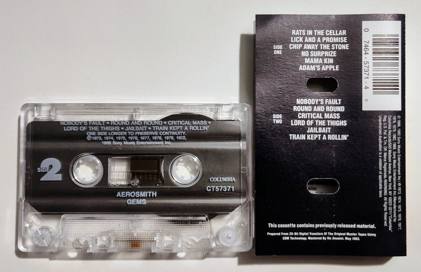 Aerosmith - "Gems" - CASSETTE TAPE VG/VG+