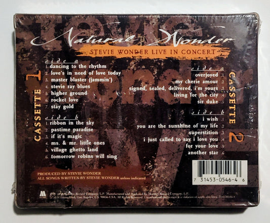Stevie Wonder - "Natural Wonder-Live In Concert" - CASSETTE TAPE (2x) NM/M (Sealed; small tears in cellophane)