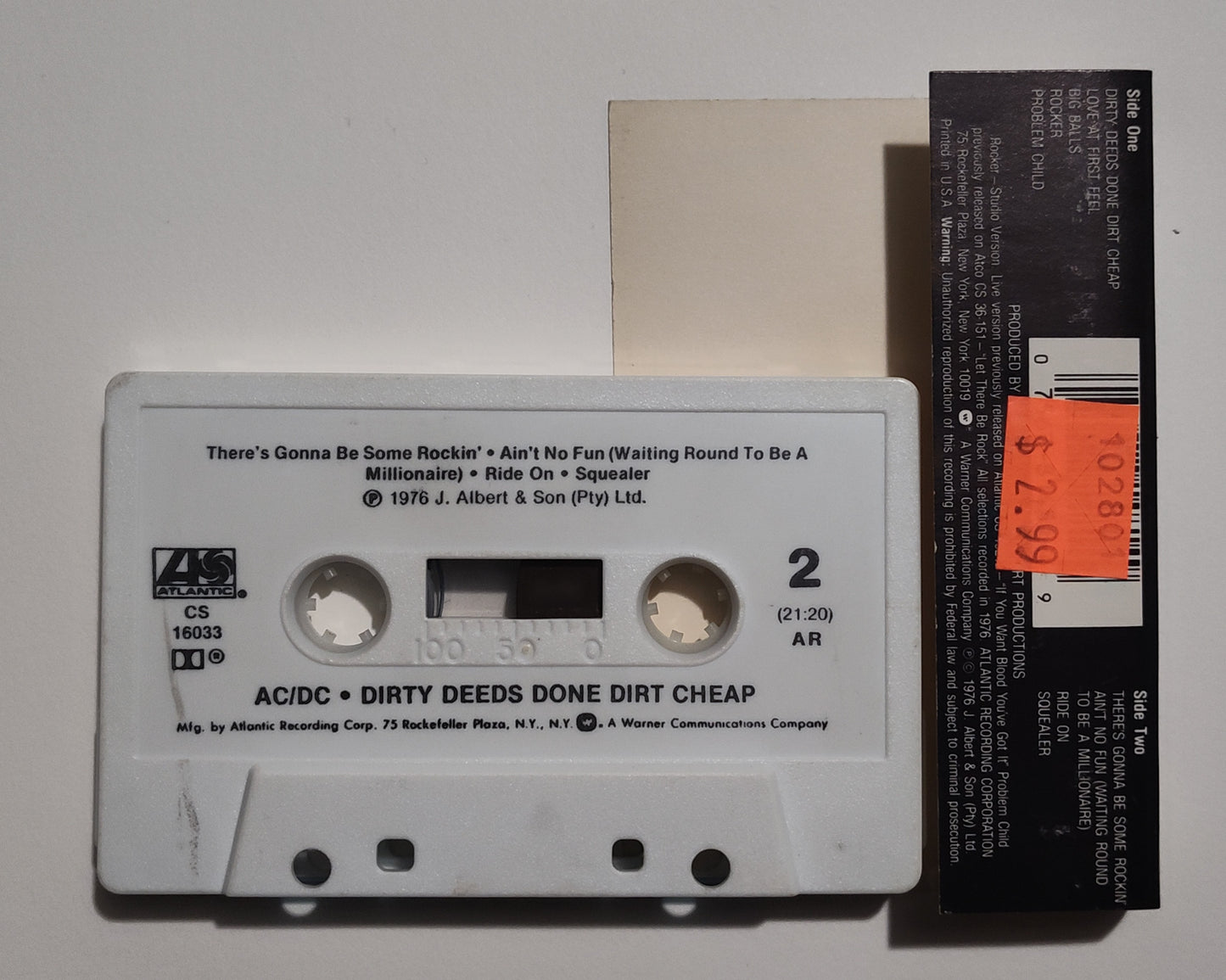 AC/DC - "Dirty Deeds Done Dirt Cheap" - CASSETTE TAPE (AR; DOLBY) VG/VG* (*see notes/photos)