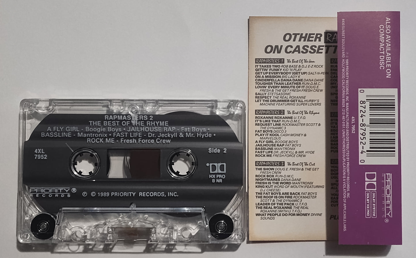 Various Artists - "Rapmasters 2: The Best Of Rhyme" - CASSETTE TAPE (DOLBY HX PRO B NR) VG+/VG+