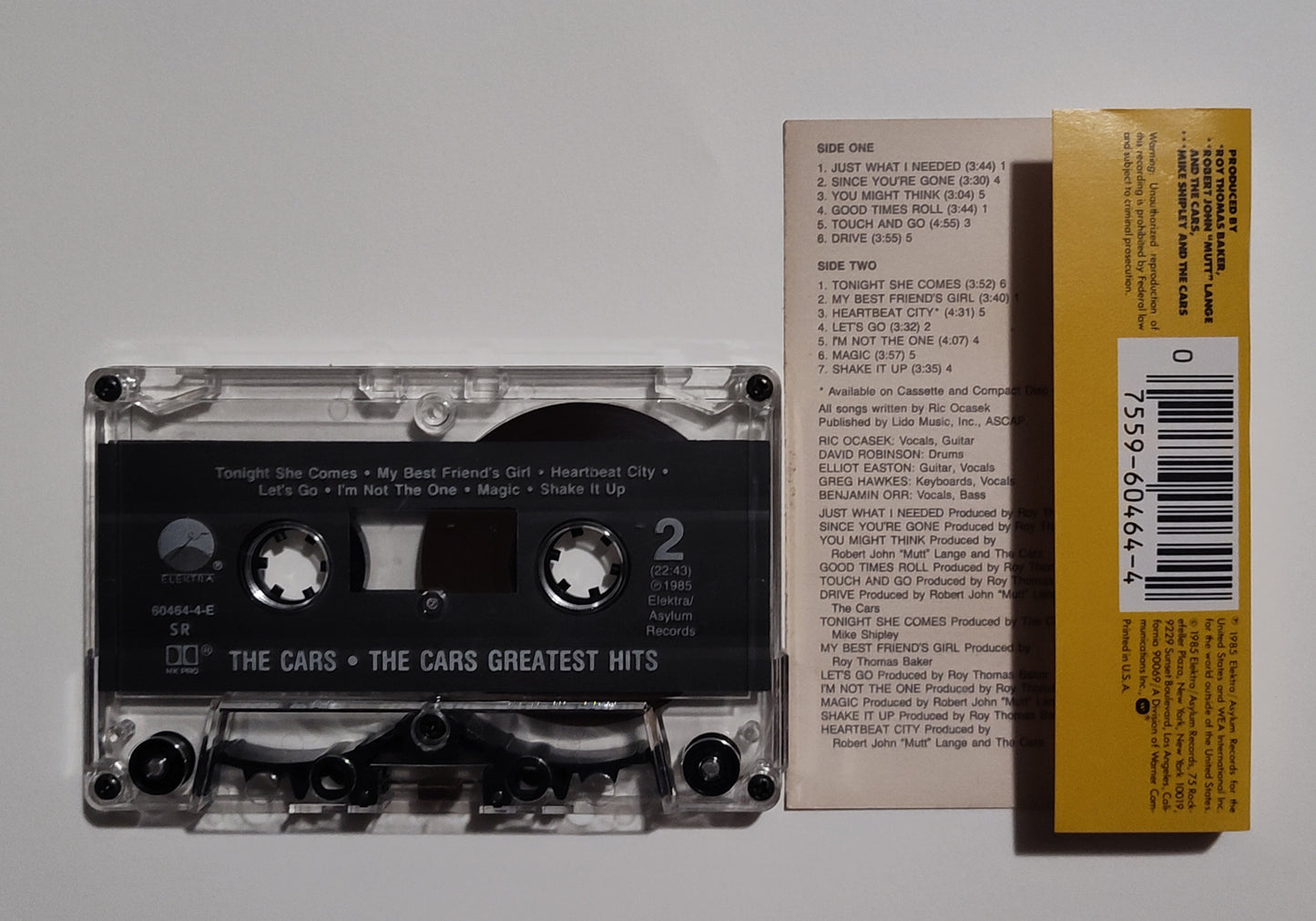 Cars, The - "Greatest Hits" - CASSETTE TAPE (SR DOLBY HX PRO) VG+/VG+