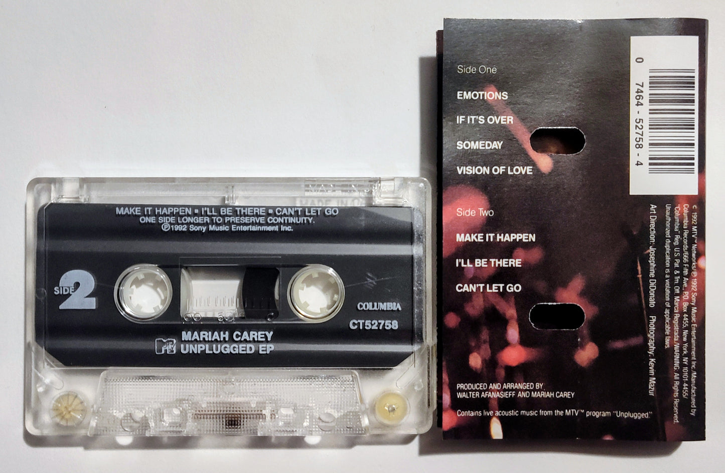 Mariah Carey - "MTV Unplugged" - CASSETTE TAPE VG+/VG+
