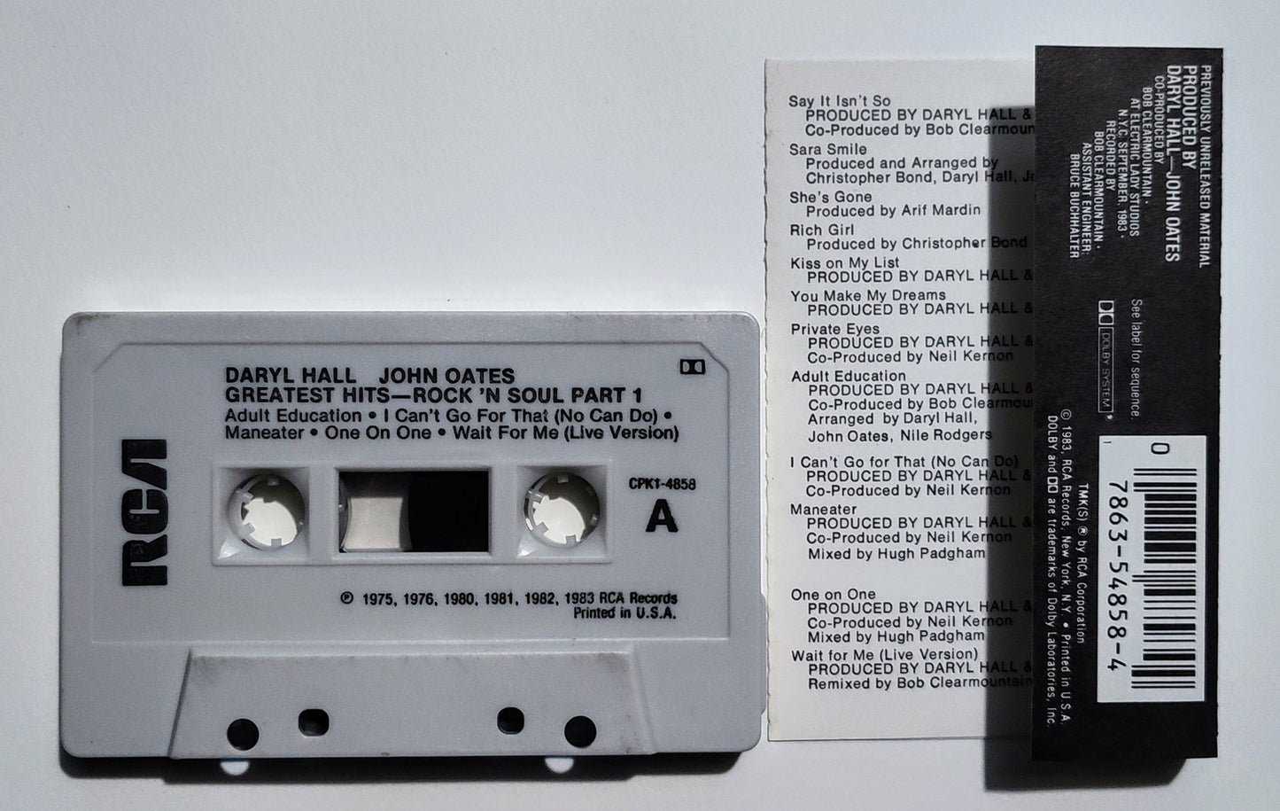 Hall & Oates - "Greatest Hits: Rock 'N Soul Part 1" - CASSETTE TAPE (DOLBY) VG/VG+
