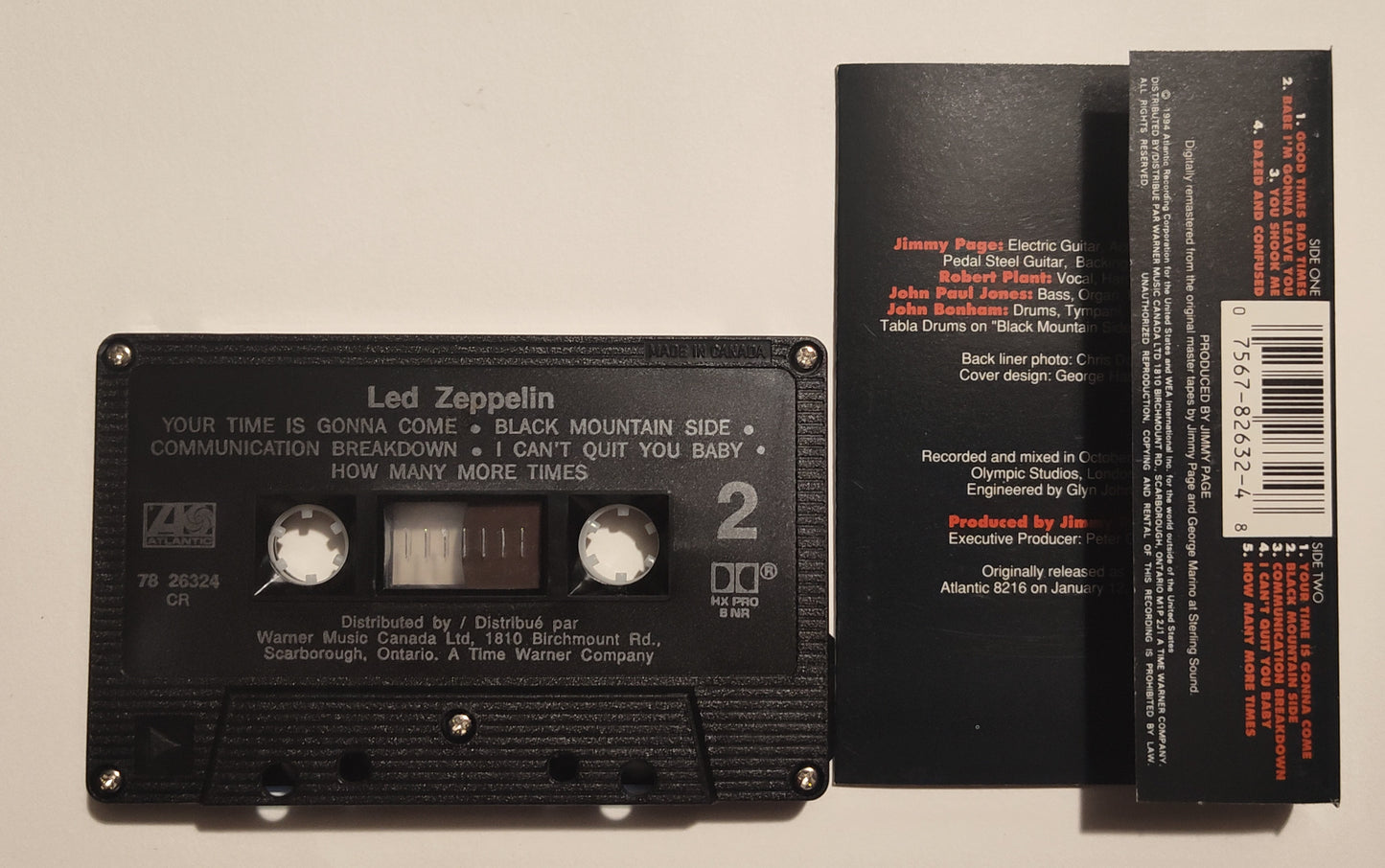 Led Zeppelin - "Led Zeppelin (1)" - CASSETTE TAPE (Canada; black shell) VG+/VG+
