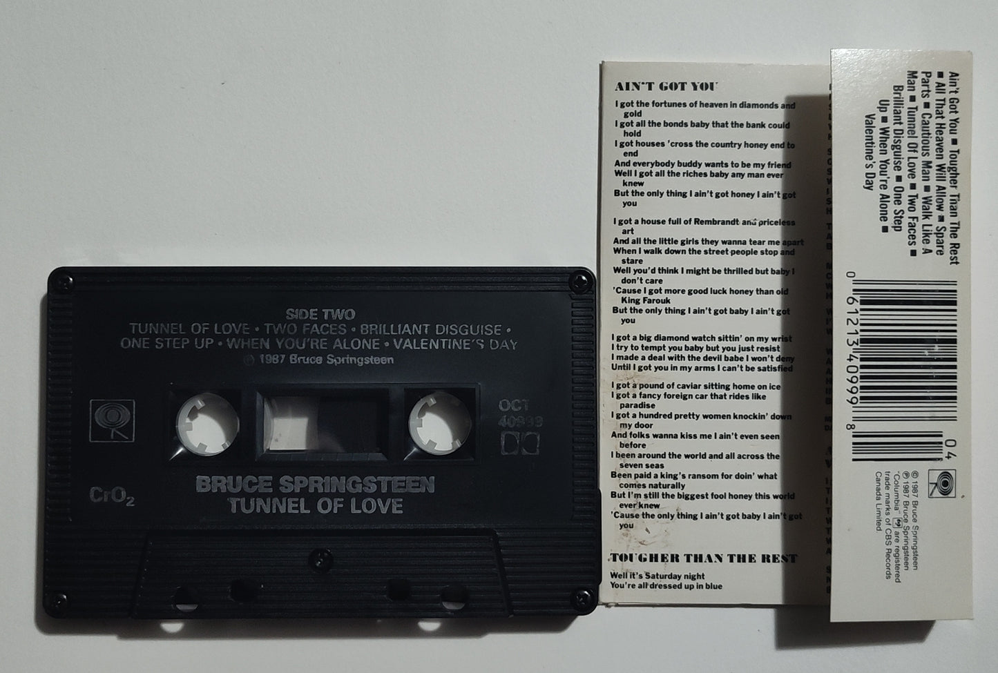 Bruce Springsteen - "Tunnel Of Love" - CASSETTE TAPE (Canada; black shell; Dolby) VG/VG