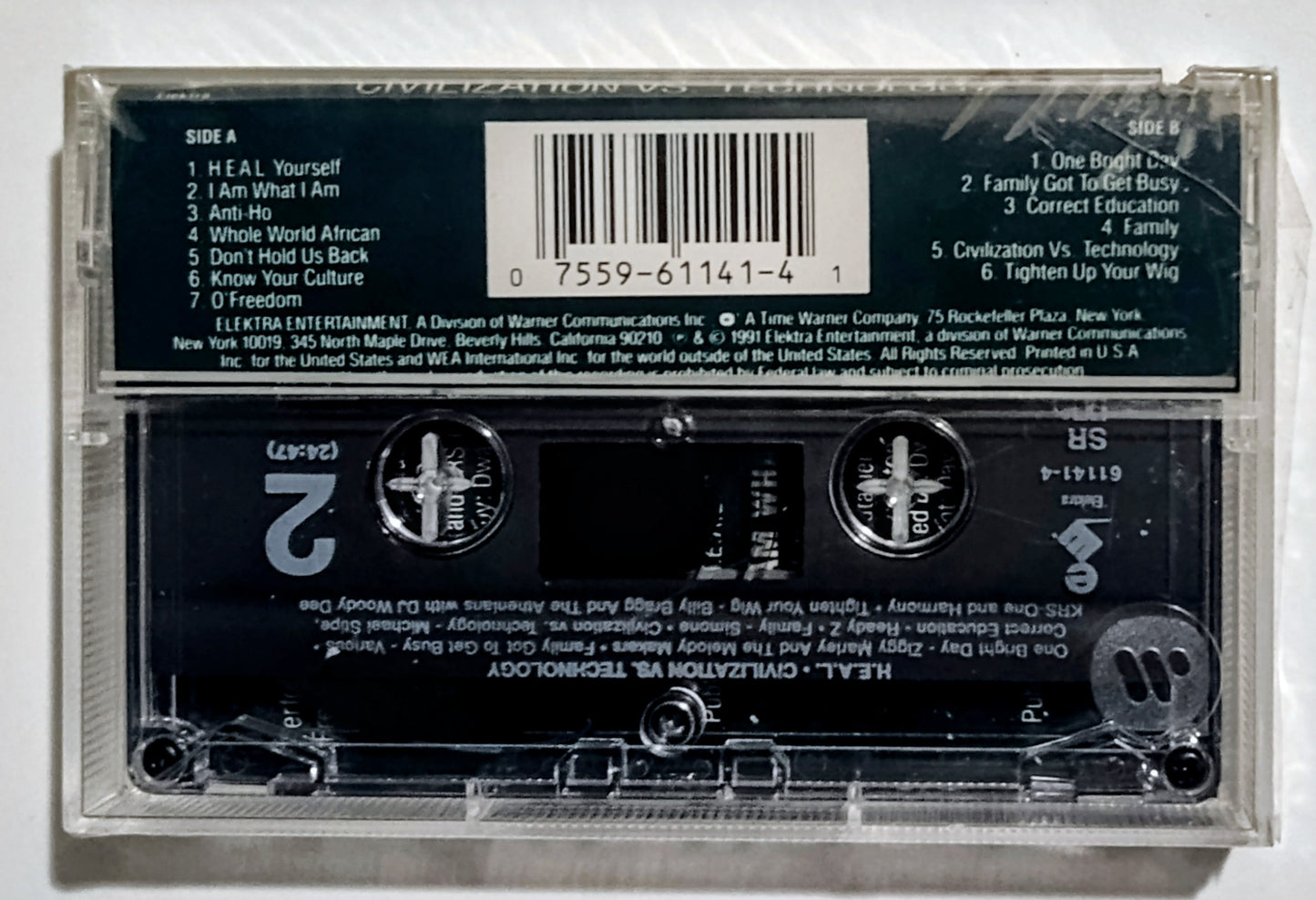 H.E.A.L. - "Civilization Vs. Technology" - CASSETTE TAPE VG+/M (Sealed; saw cut spine; cracked back of case)