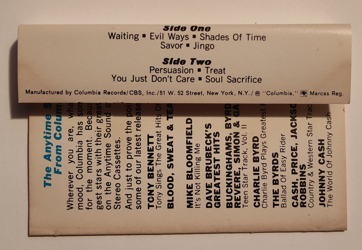 Santana - "Santana" - CASSETTE TAPE (Stereo) VG/VG+