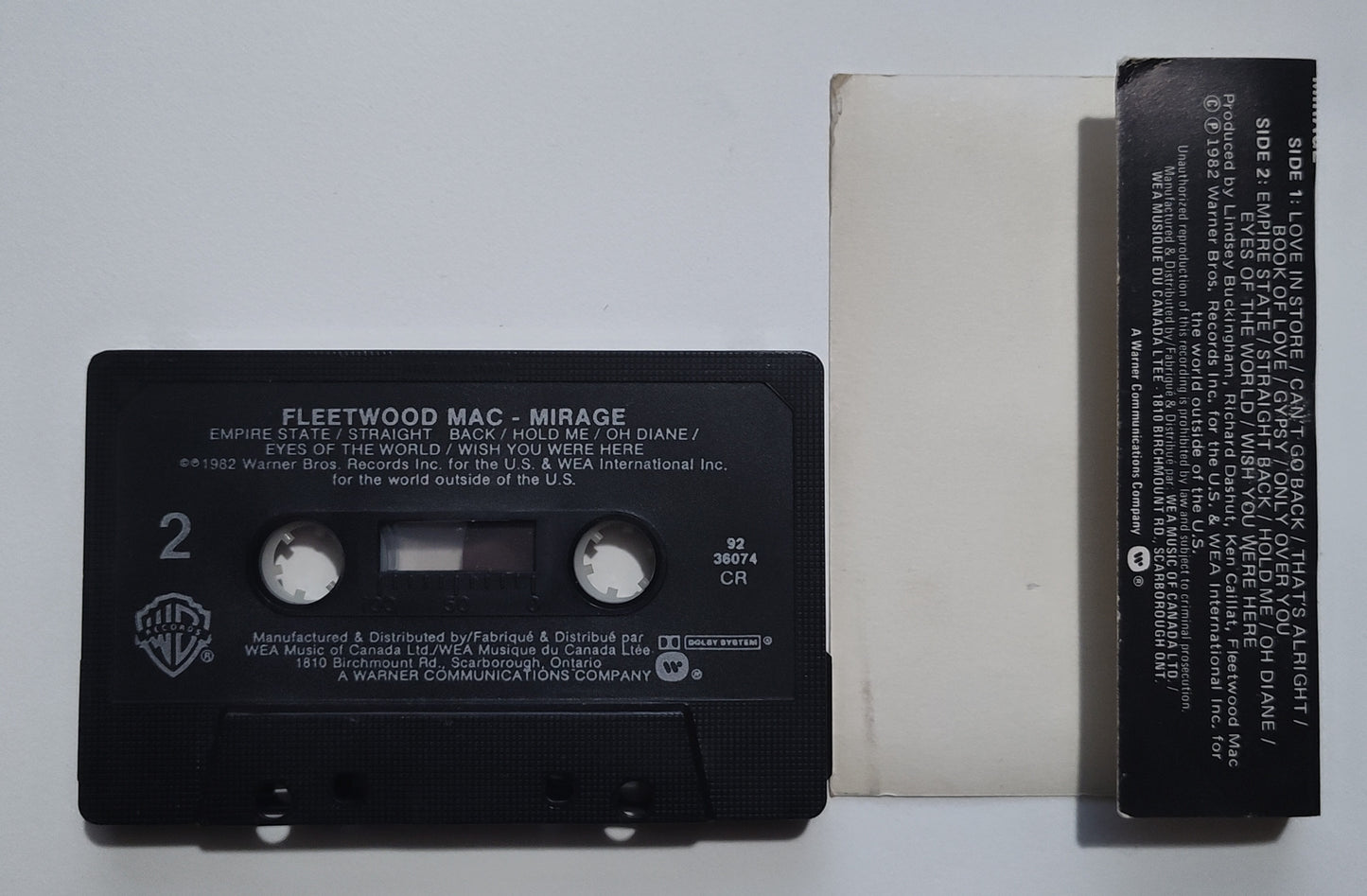 Fleetwood Mac - "Mirage" - CASSETTE TAPE (Canada; black shell; DOLBY) G/VG