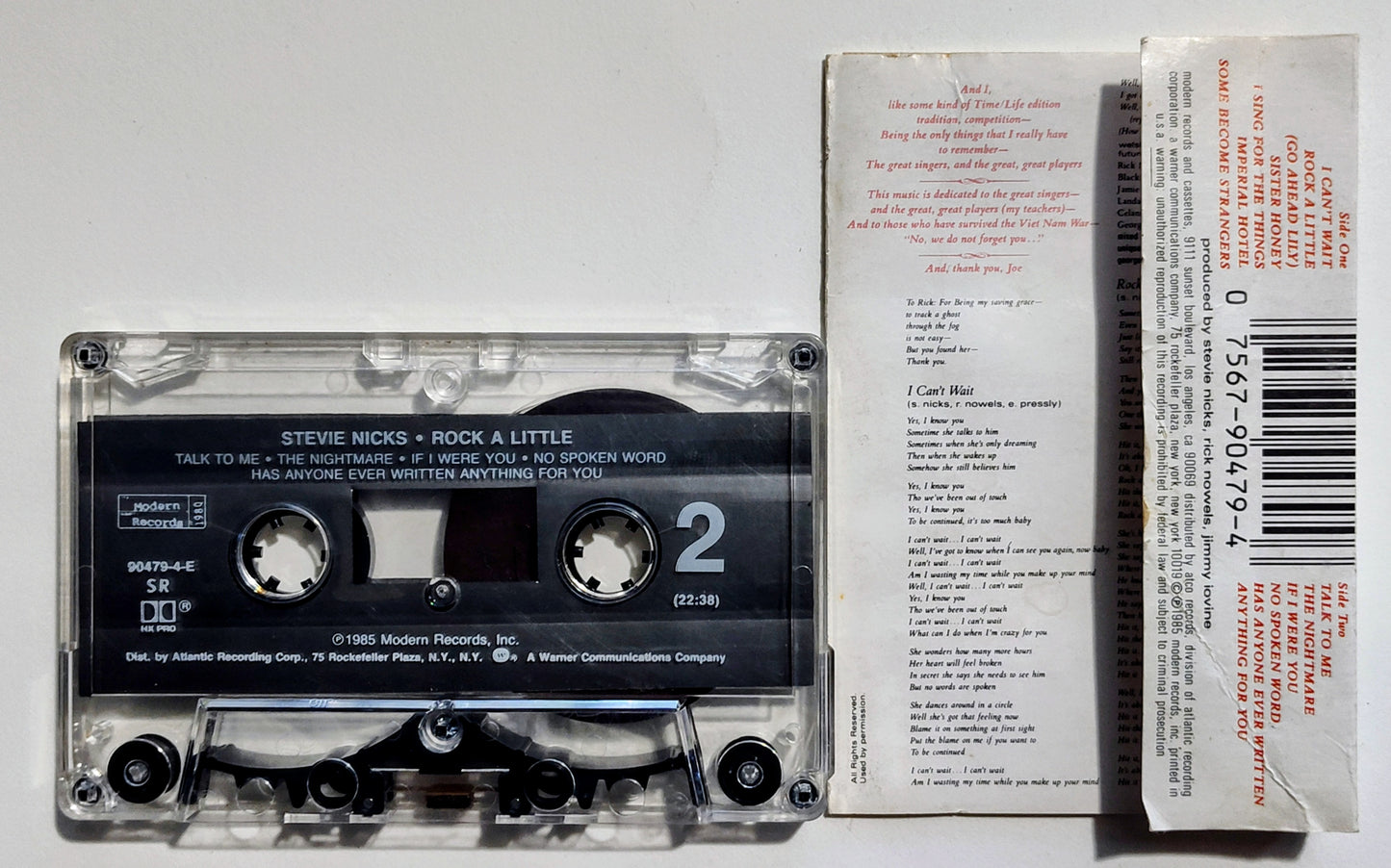 Stevie Nicks - "Rock A Little" - CASSETTE TAPE (SR; DOLBY HX PRO) G+/VG (Water damaged j card)