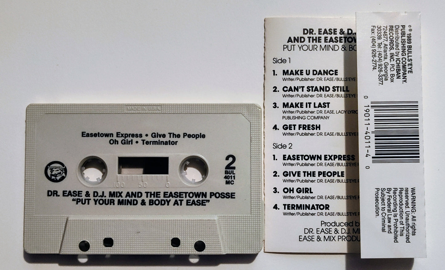Dr. Ease & D.J. Mix And The Easetown Posse - "Put Your Mind And Body At Ease" - CASSETTE TAPE NM/NM