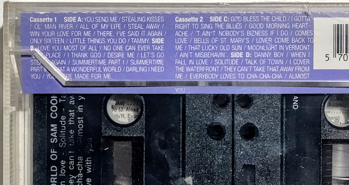 Sam Cooke - "The Wonderful World Of Sam Cooke" - CASSETTE TAPE (2x) NM/M (Sealed; small tears in cellophane)