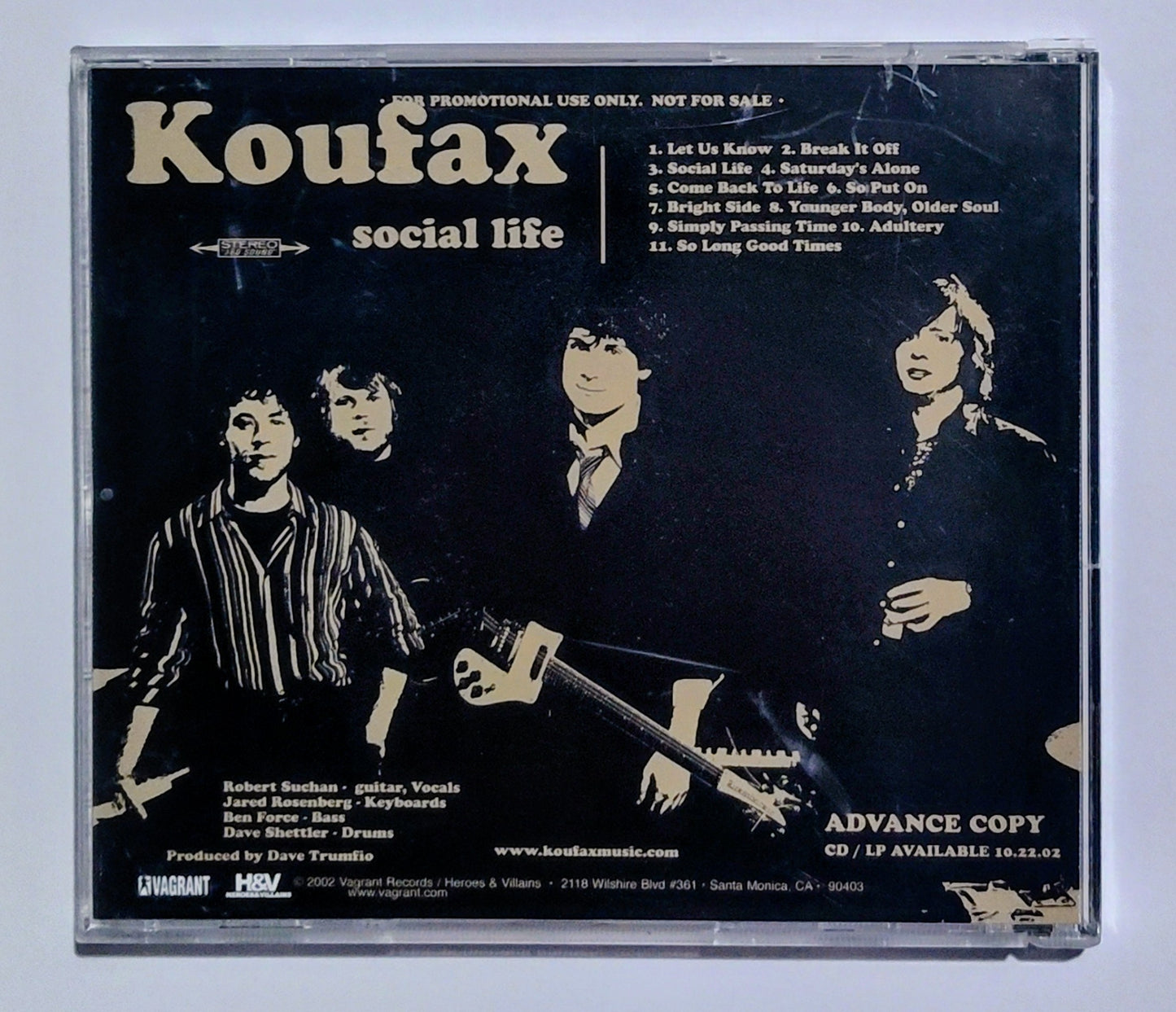 Koufax - "Social Life" - INDIE COMPACT DISC (Promo) VG/NM