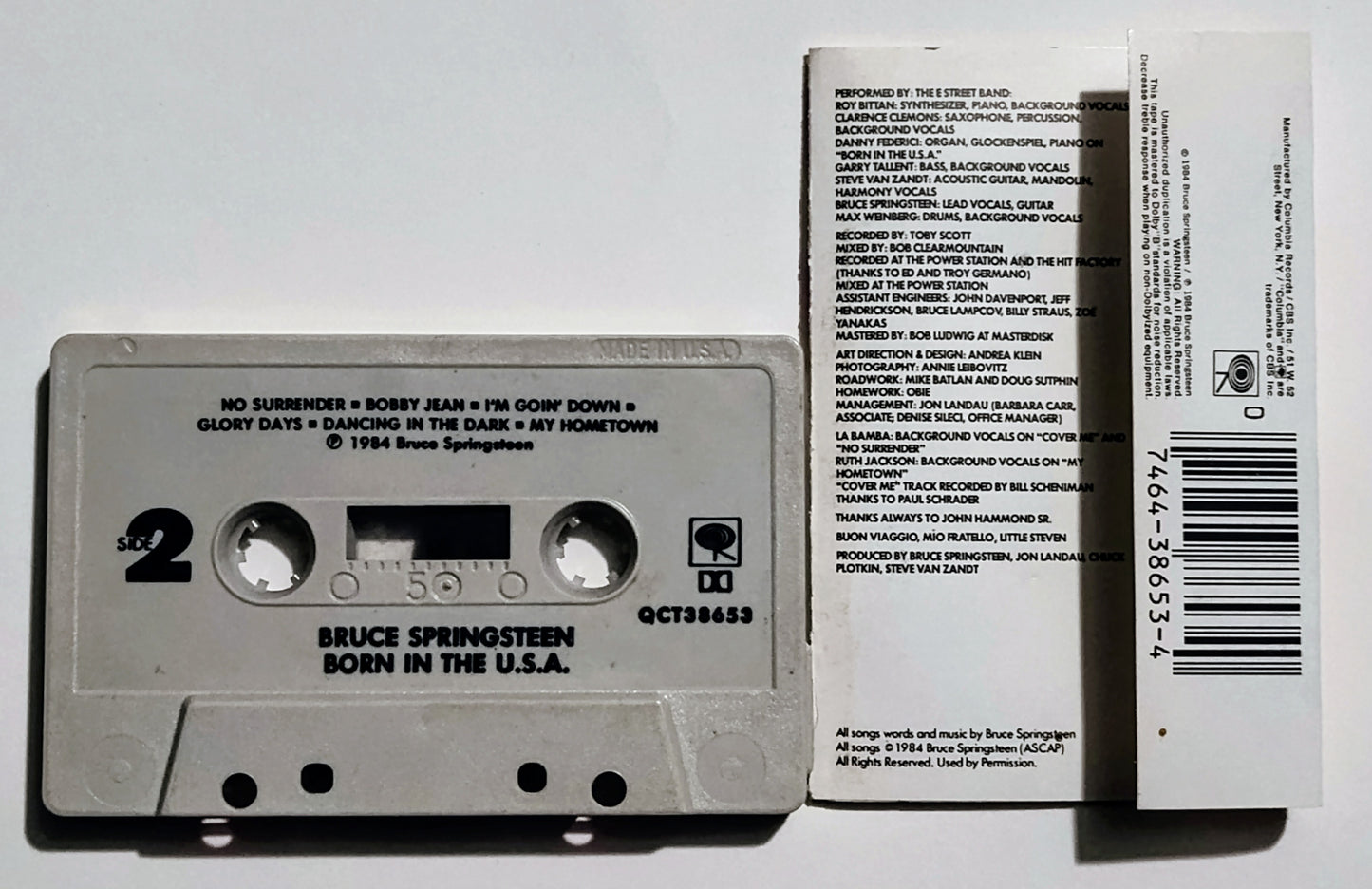 Bruce Springsteen - "Born In The USA" - CASSETTE TAPE (DOLBY) G+/VG+ (Light water damage to j card)