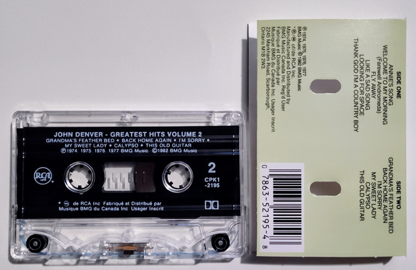 John Denver - "Greatest Hits Volume 2" - CASSETTE TAPE (DOLBY) VG+/VG