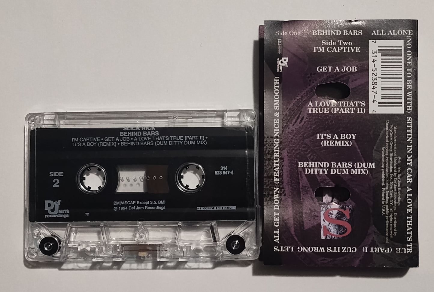 Slick Rick - "Behind Bars" - CASSETTE TAPE (DOLBY HX PRO B NR) VG+/VG+