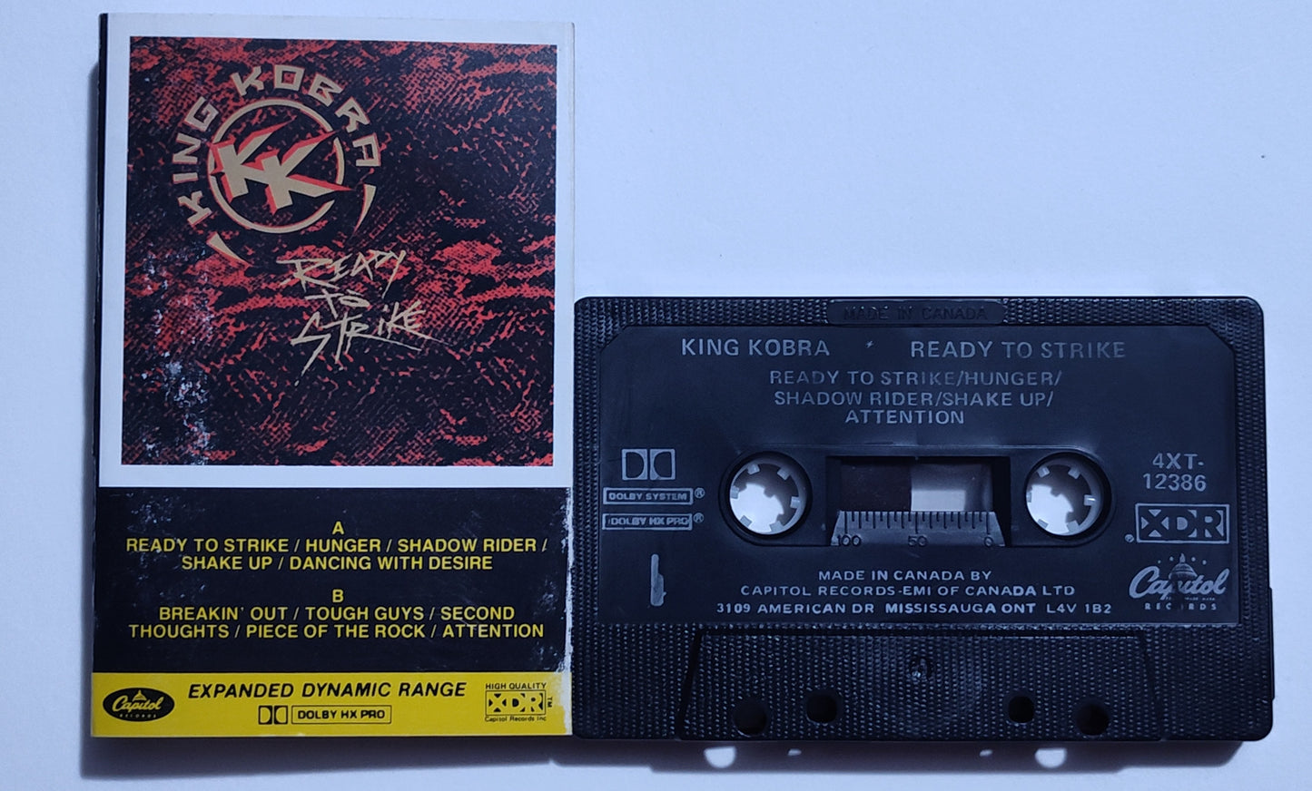 King Kobra - "Ready To Strike" - CASSETTE TAPE (Canada; XDR; DOLBY HX PRO) VG/VG