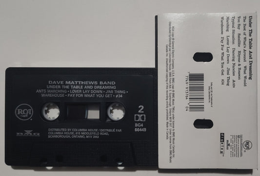 Dave Matthews Band - "Under The Table And Dreaming" - CASSETTE TAPE (Canada; black shell; DOLBY) VG+/VG+