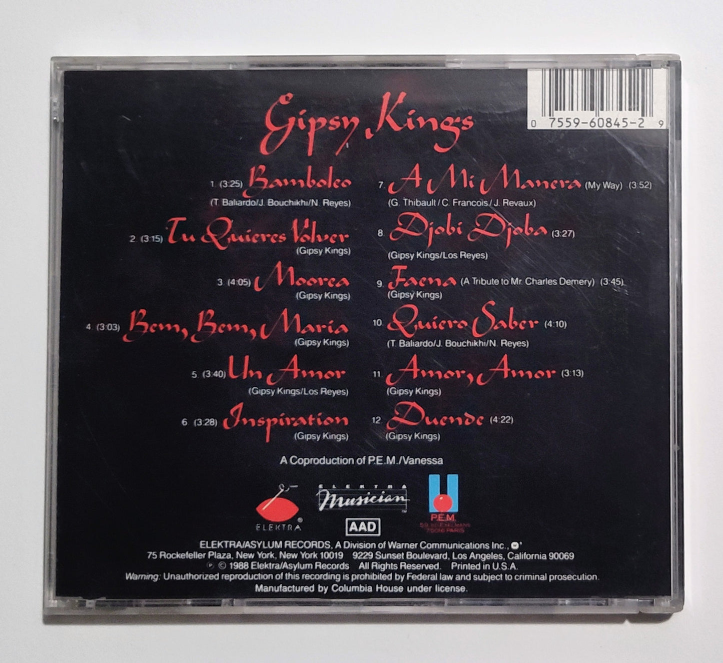 Gipsy Kings - "Gipsy Kings" - INDIE COMPACT DISC VG/NM