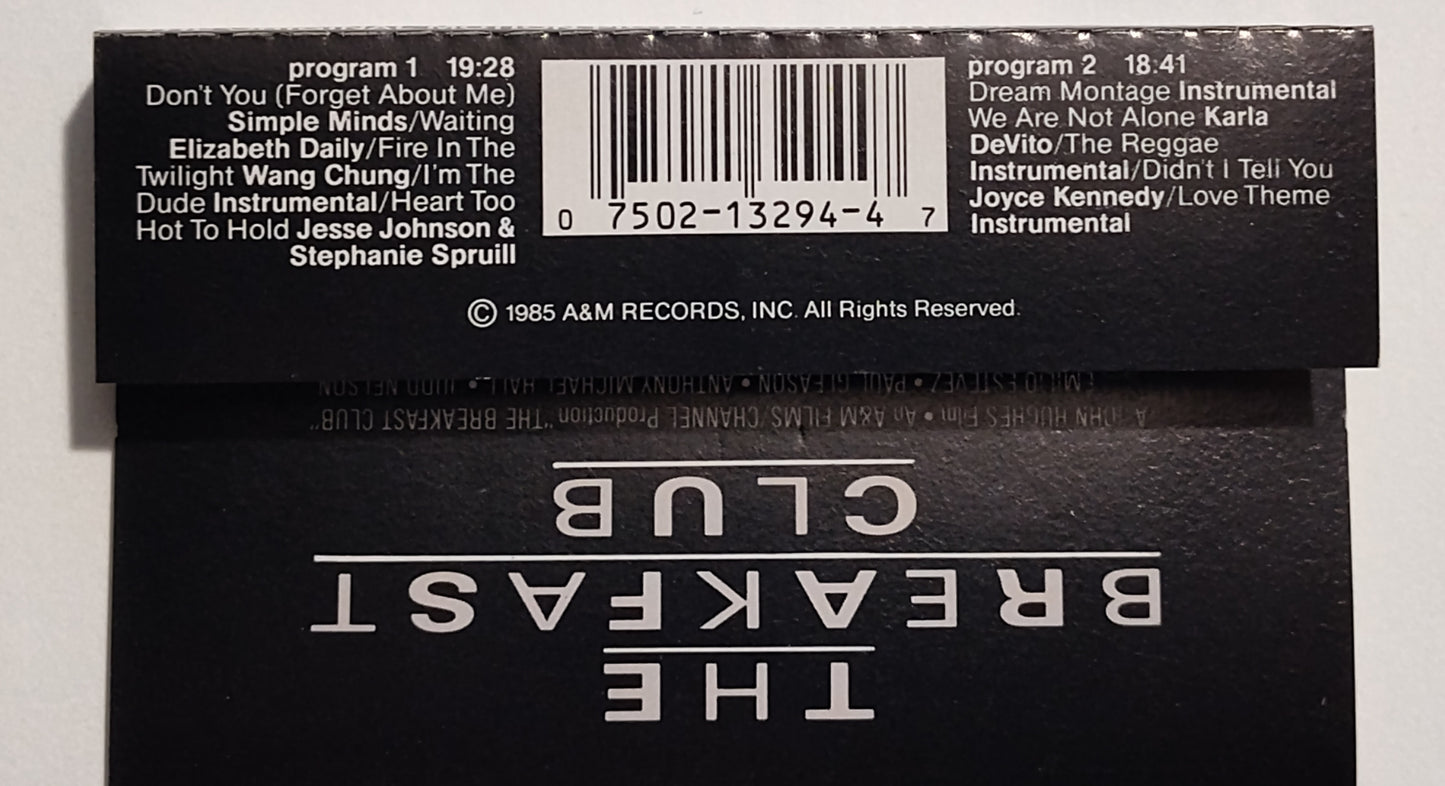 Various Artists - "The Breakfast Club Soundtrack" - CASSETTE TAPE (Chrome; DOLBY) NM/VG+