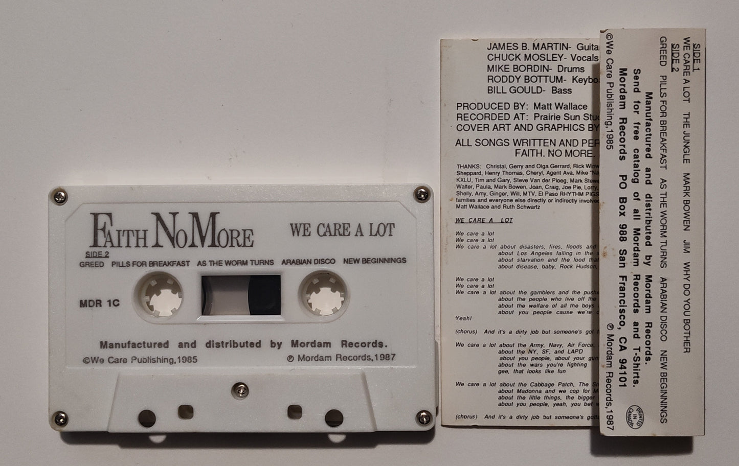 Faith No More (Chuck Mosley) - "We Care A Lot" - CASSETTE TAPE VG/VG