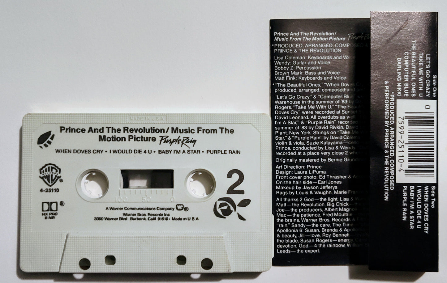 Prince - "Purple Rain" - CASSETTE TAPE (SR; DOLBY HX PRO B NR) VG+/VG+
