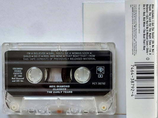 Neil Diamond - “Classics: The Early Years Compilation” - CASSETTE TAPE VG+/VG+