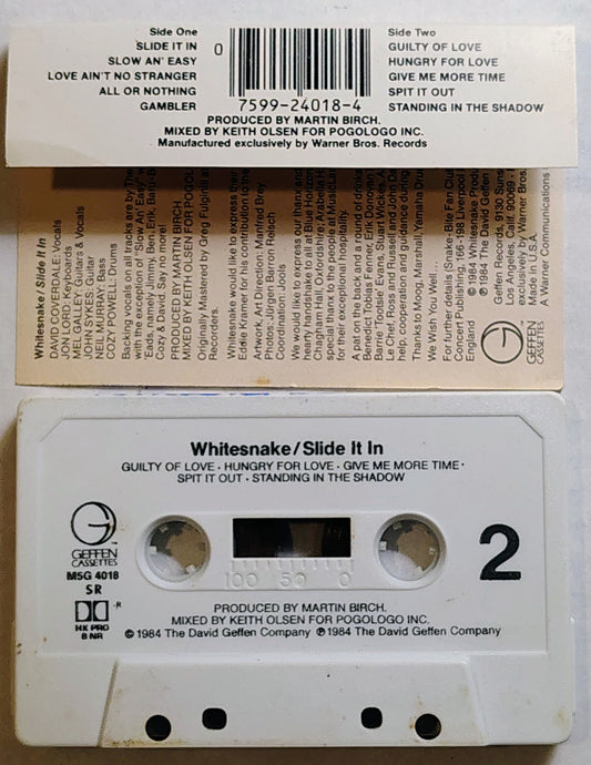 Whitesnake - "Slide It In" - CASSETTE TAPE VG+/VG