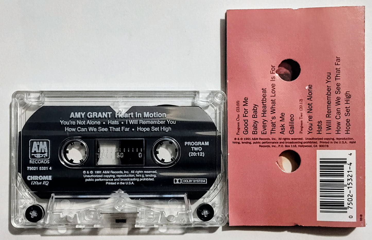 Amy Grant - "Heart In Motion" - CASSETTE TAPE (Chrome; DOLBY) VG/VG+
