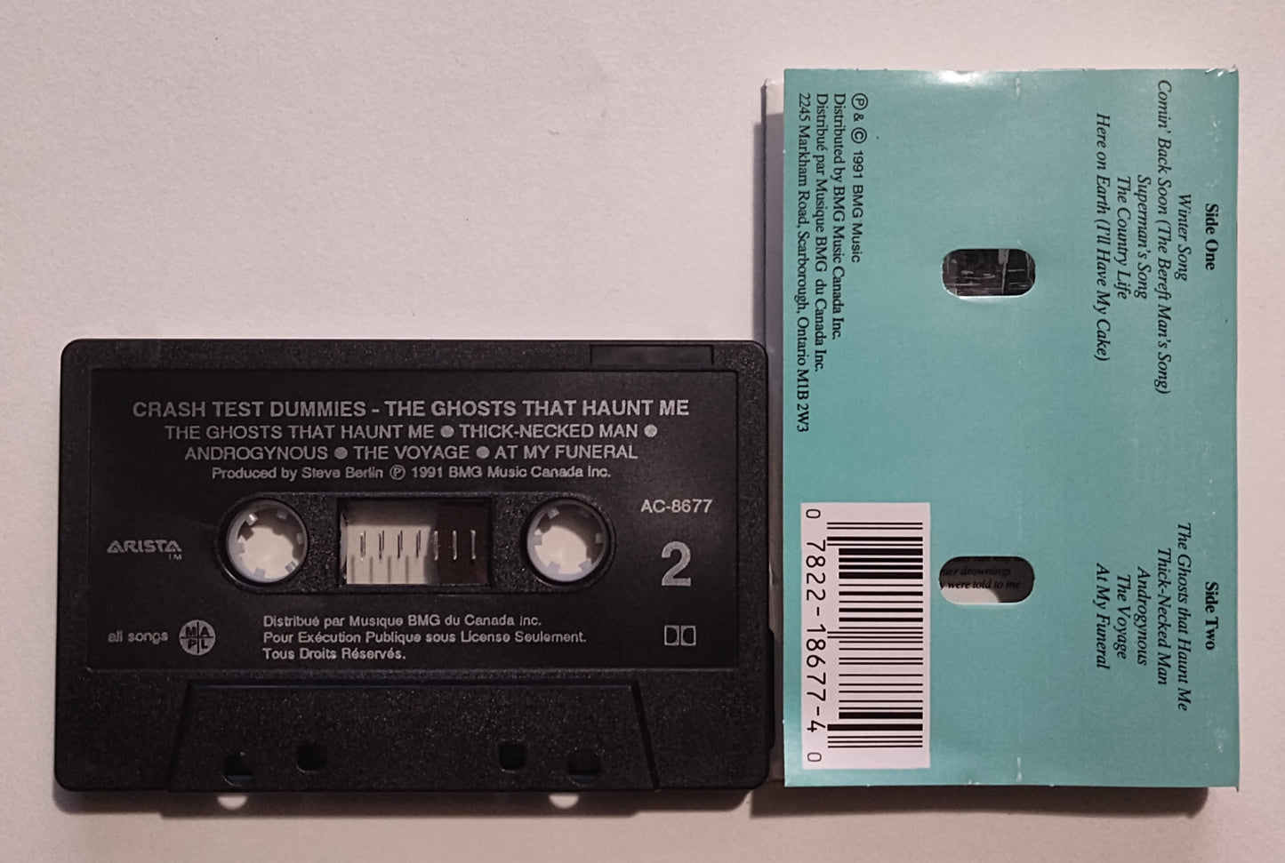 Crash Test Dummies - "The Ghosts That Haunt Me" - CASSETTE TAPE (BMG; Canada; black shell; DOLBY) VG+/VG+