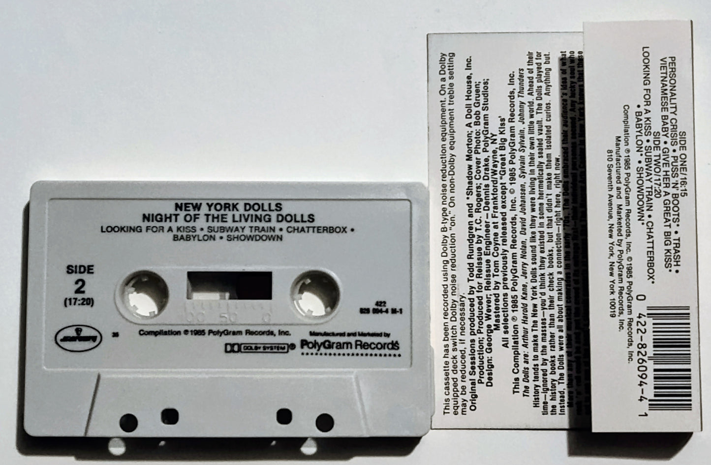New York Dolls - "Night Of The Living Dolls" - CASSETTE TAPE VG+/VG+