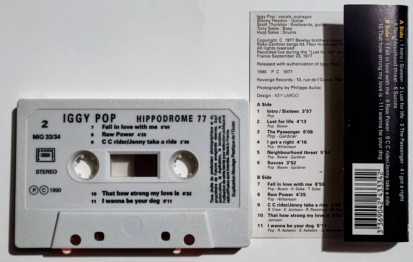Iggy Pop - "Hippodrome Paris 1977 (Live)" - CASSETTE TAPE (France;stereo) NM/NM