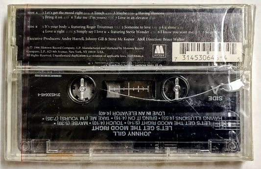 Johnny Gill - “Let’s Get The Mood Right” - CASSETTE TAPE VG+/M (Sealed; loose cellophane; badly cracked back of case; crack in spine)