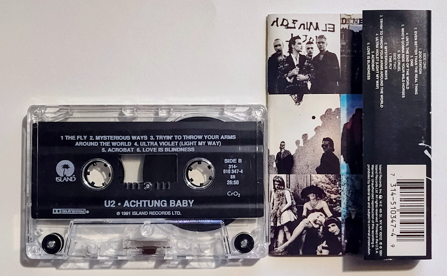 U2 - "Achtung Baby" - CASSETTE TAPE (DOLBY; Chrome) VG+/VG+