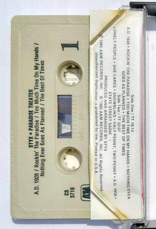 Styx - “Paradise Theater” - CASSETTE TAPE (Columbia House) G+/VG
