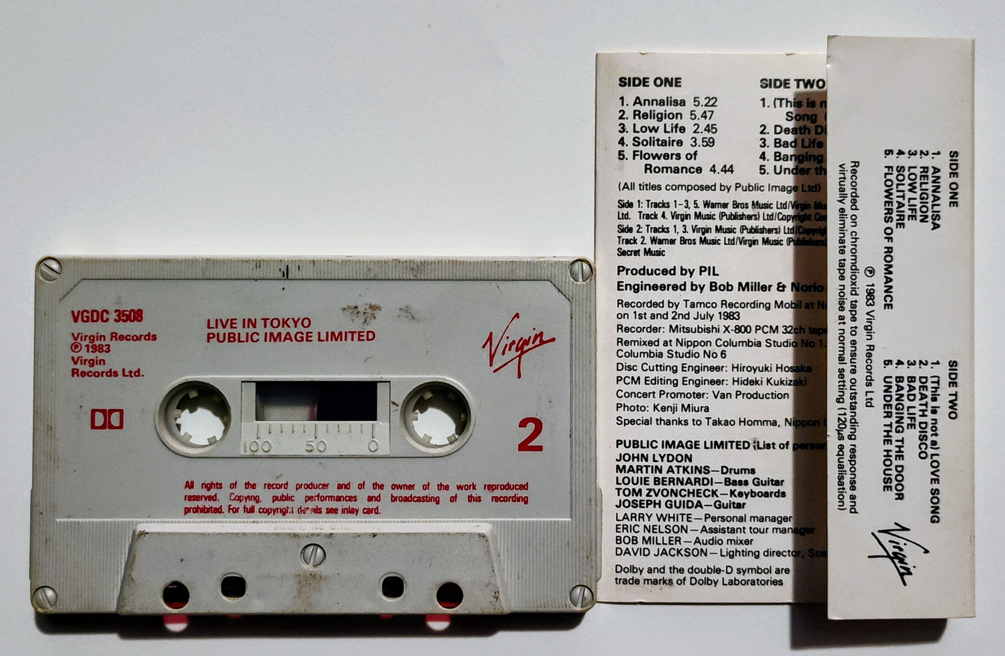 Public Image Ltd (PIL) - "Live In Tokyo" - CASSETTE TAPE (DOLBY) VG+/G+