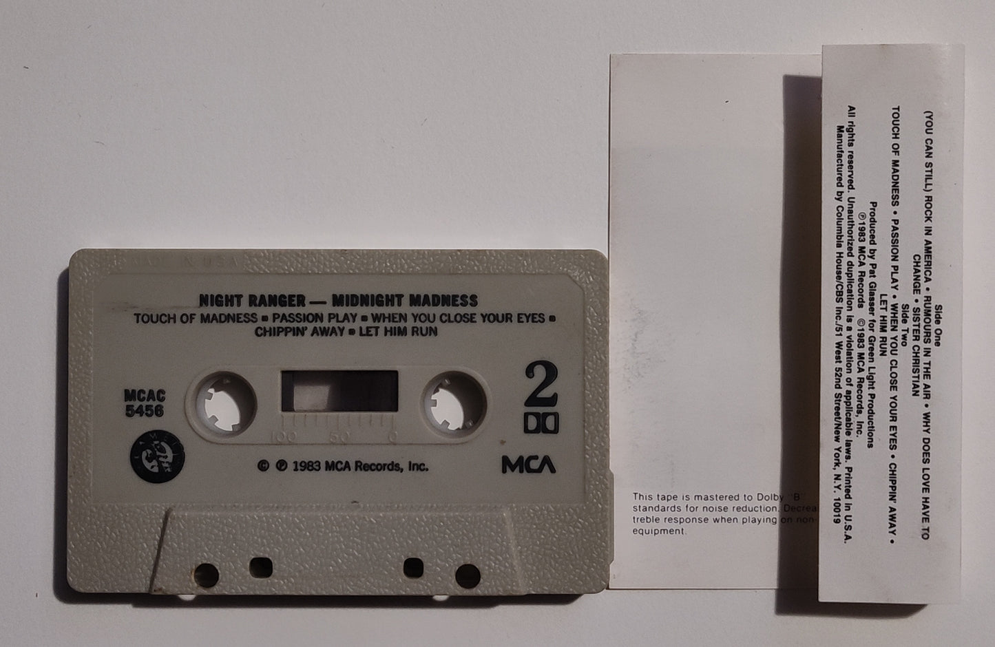 Night Ranger - "Midnight Madness" - CASSETTE TAPE (Columbia House; DOLBY) VG+/G+