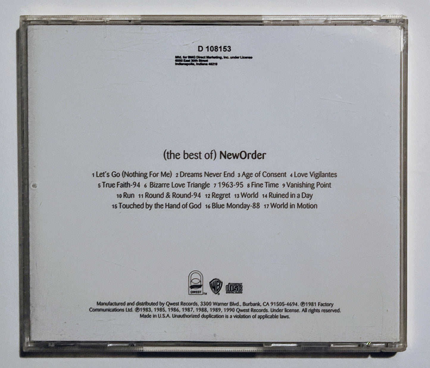 New Order - "The Best Of New Order" - COMPACT DISC VG+/VG+
