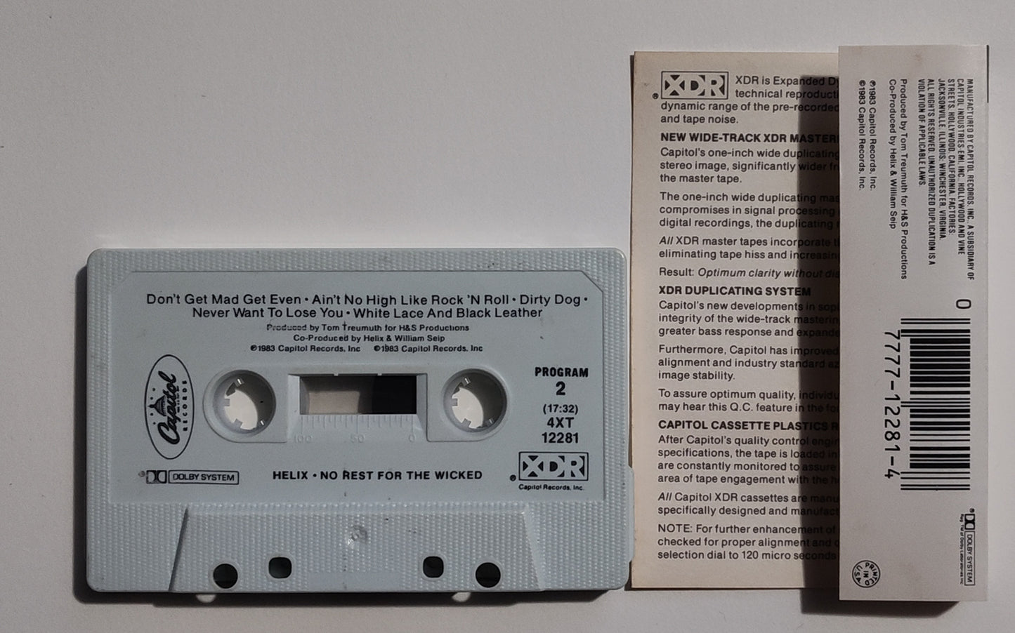 Helix - "No Rest For The Wicked" - CASSETTE TAPE (DOLBY; XDR) VG+/VG+