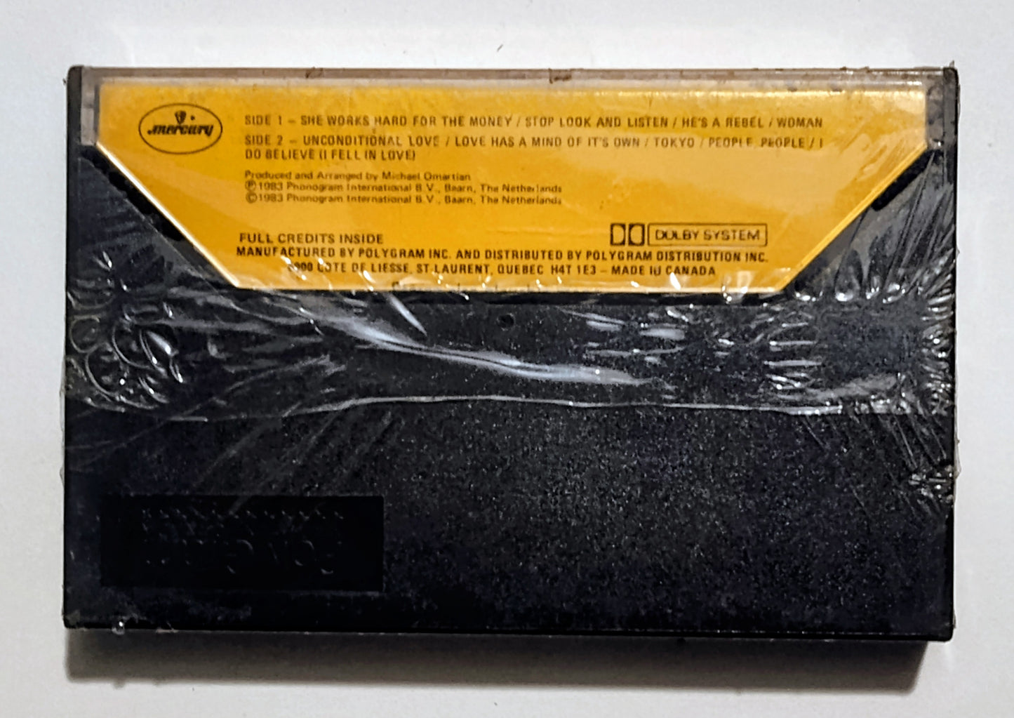 Donna Summer - "She Works Hard For The Money" - CASSETTE TAPE (DOLBY) NM/M (Sealed; drill hole thru spine)