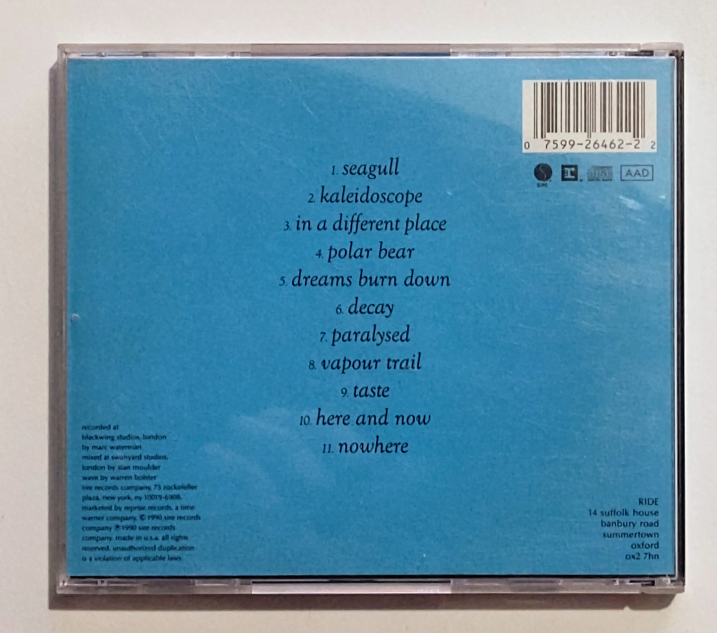 Ride - "Nowhere" - COMPACT DISC VG+/VG+