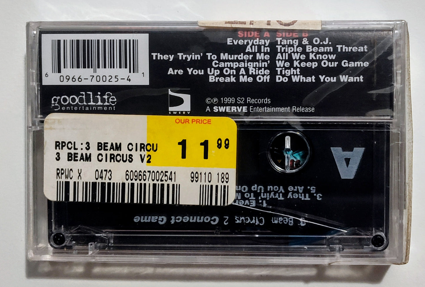 Various Artists - "3 Beam Circus 2 Connect Game" - CASSETTE TAPE NM/M (Sealed with hype sticker; cracked back of case)
