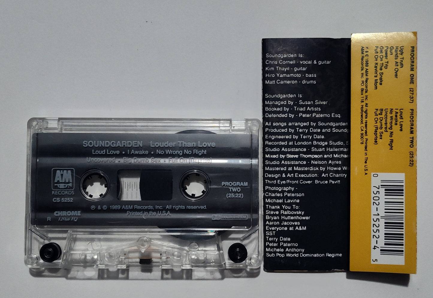 Soundgarden - "Louder Than Love" - CASSETTE TAPE (DOLBY) VG+/VG+