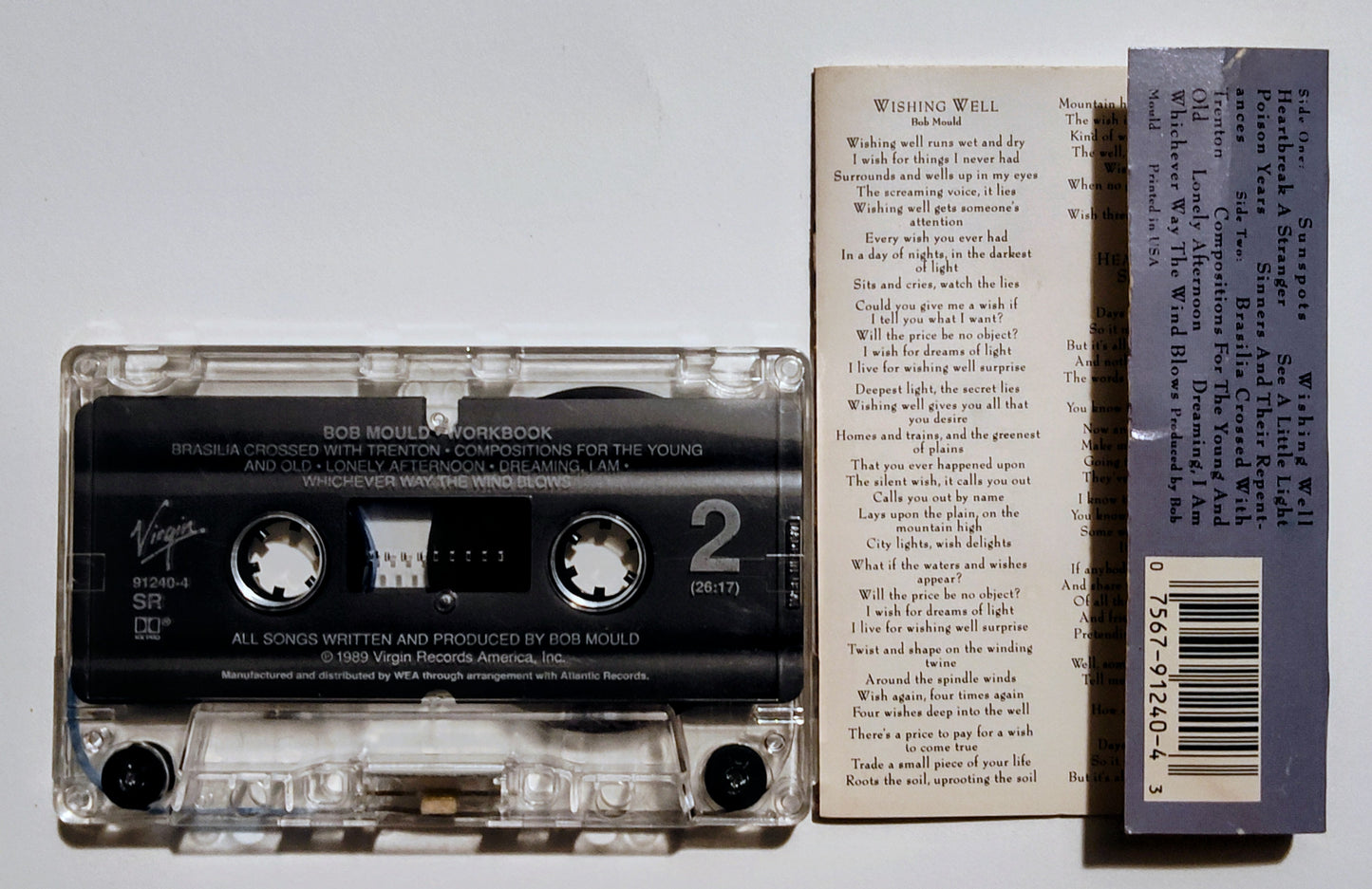 Bob Mould - "Workbook" - CASSETTE TAPE (SR; DOLBY HX PRO) VG/VG+