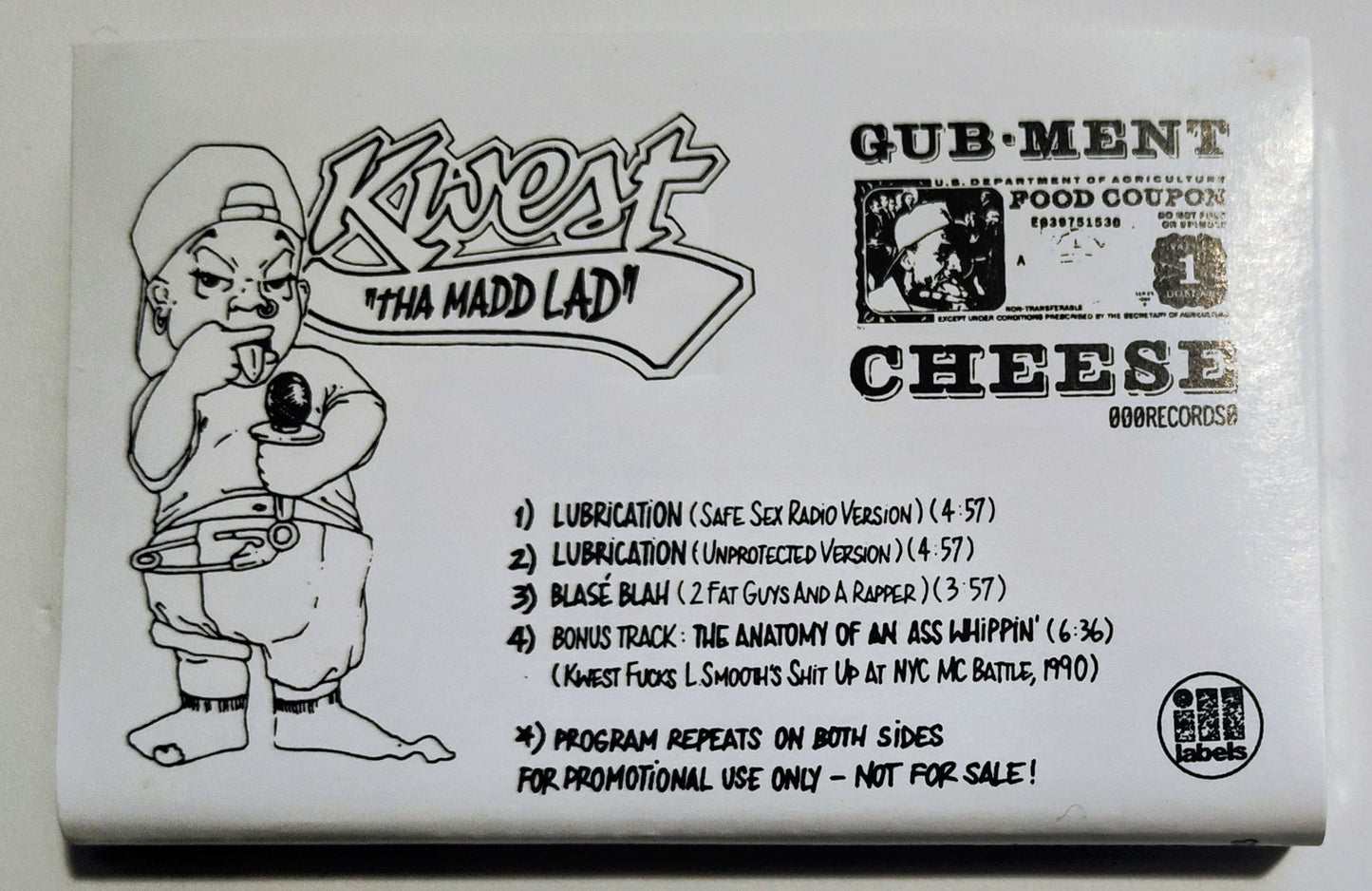 Kwest Tha Madd Ladd - "Lubrication" - CASSETTE TAPE (DOLBY; Promo Copy) NM/NM