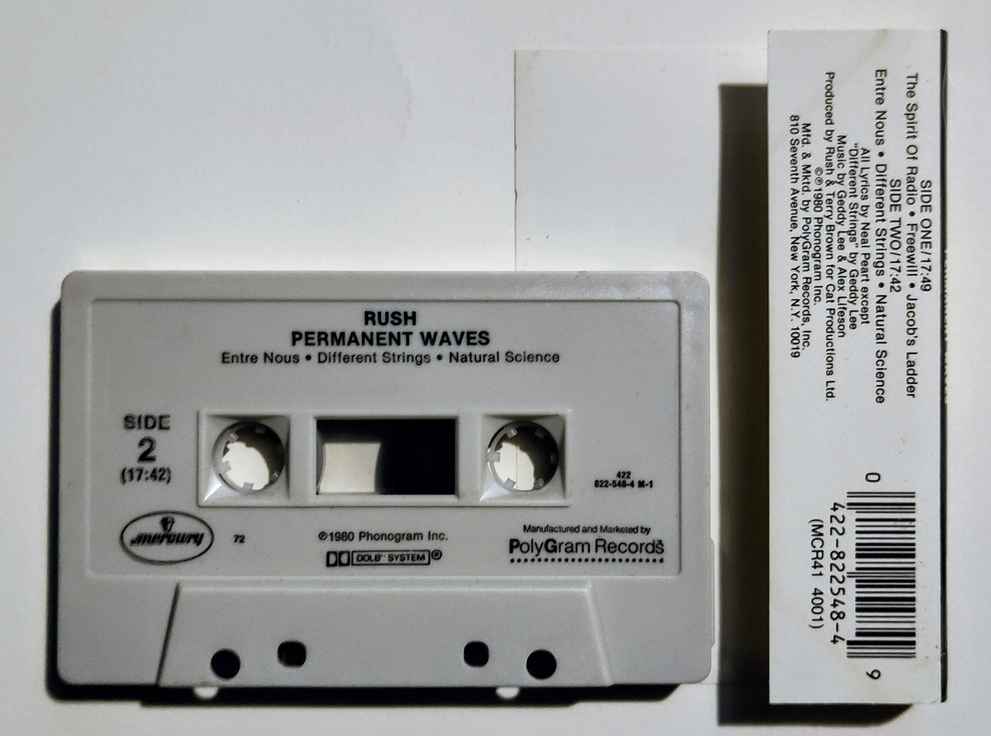 Rush - "Permanent Waves" - CASSETTE TAPE (DOLBY) VG/VG+