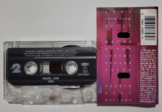 Pearl Jam - "Ten" - CASSETTE TAPE (DOLBY) VG+/VG+