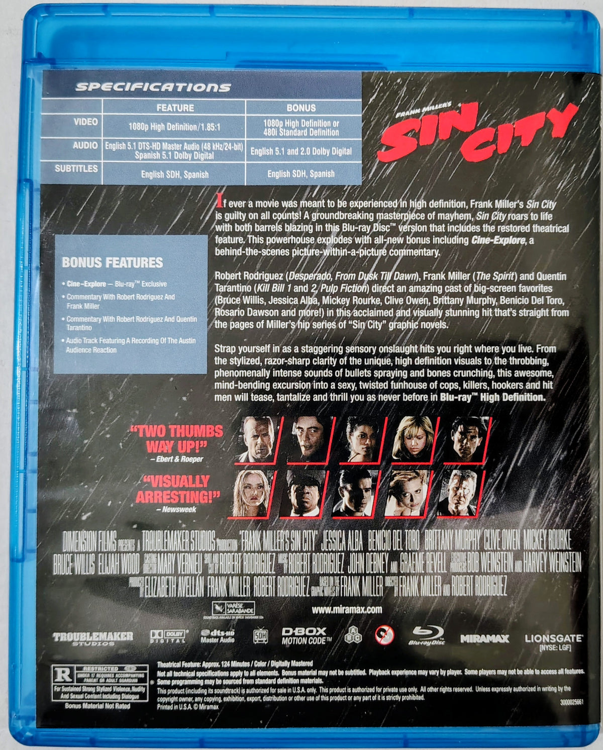 Sin City Double Feature (Sin City + A Dame To Kill For; with slipcase) BLU-RAY