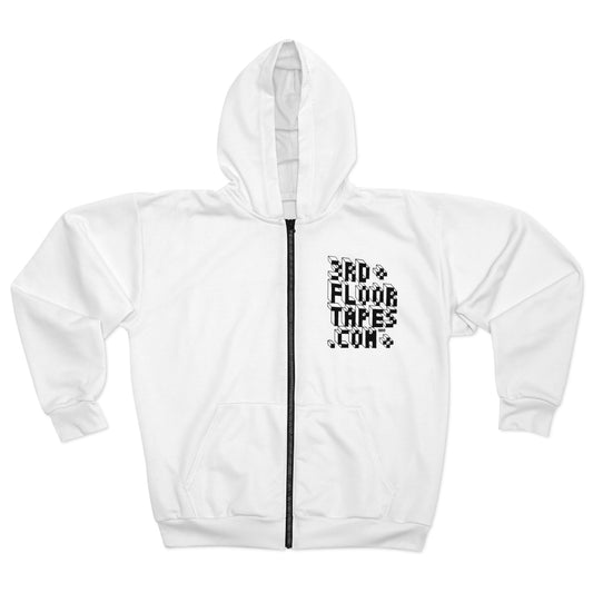 Unisex 3rd Floor Tapes Logo Zip-Up Hoodie (Printed to order; logo by Alex Borrego)